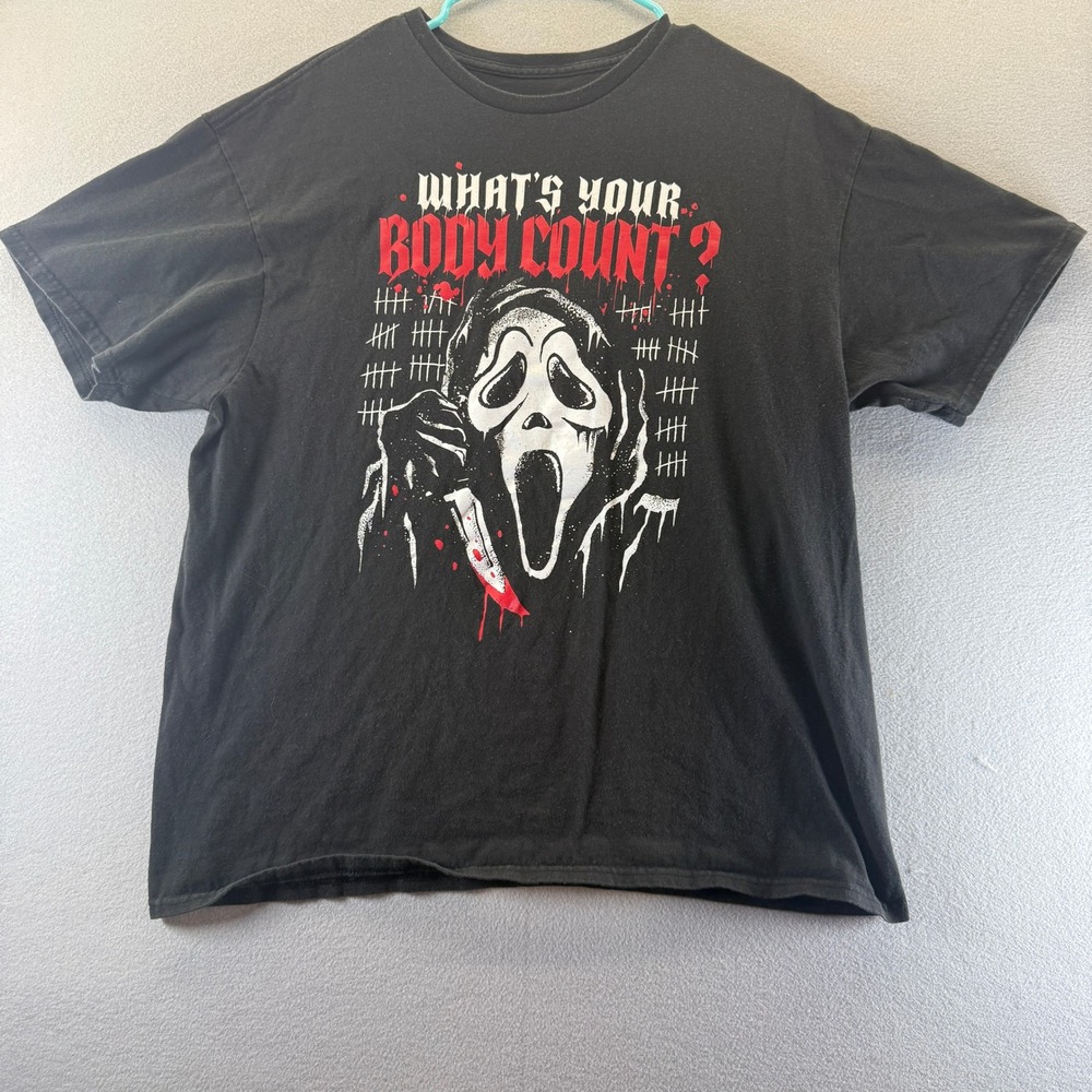 Ghost Face Scream Horror Movie T-Shirt Mens XL Black Body Count Graphic Tee